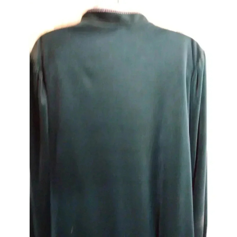Amanda Stewart Cozy Wear Maxi Robe Green Embroider 1/2 Zip Sz XL Velour Bust 44" - Picture 5 of 12